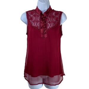 Silk Lace Sleeveless Top Forever 21 Burgundy Size Small